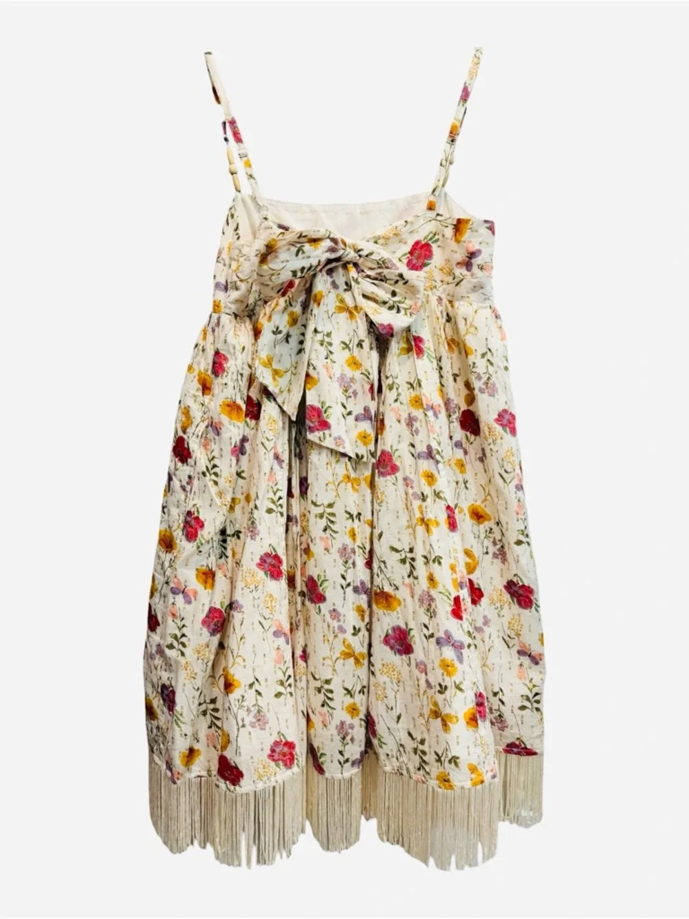 Eddy Gavin Fringe Mini Babydoll Dress Whimsy Gold Butterly Print $328 M - Picture 4 of 8